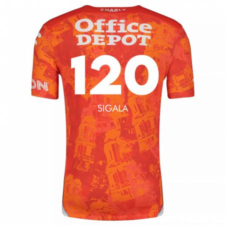 Kandiny Heren Juan Sigala #120 Oranje Wit Uitshirt Uittenue 2024/25 T-Shirt België