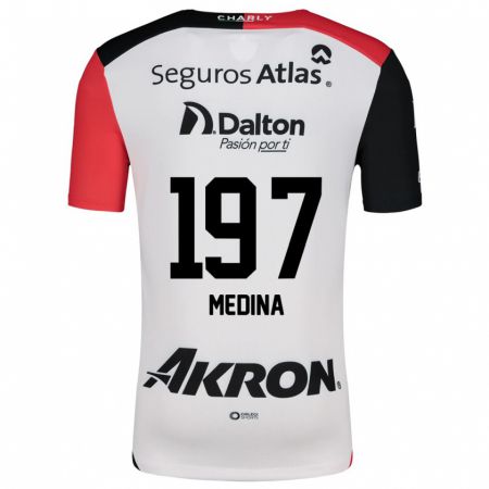 Kandiny Hombre Camiseta Héctor Medina #197 Blanco Rojo Negro 2ª Equipación 2024/25 La Camisa