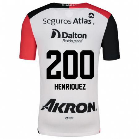 Kandiny Hombre Camiseta Carlos Henríquez #200 Blanco Rojo Negro 2ª Equipación 2024/25 La Camisa