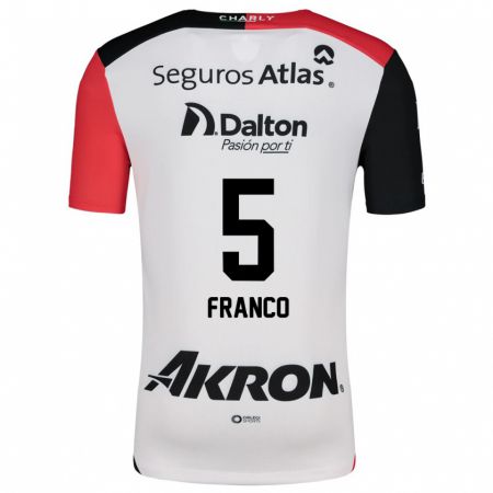 Kandiny Hombre Camiseta Alejandra Franco #5 Blanco Rojo Negro 2ª Equipación 2024/25 La Camisa