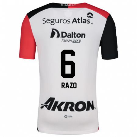 Kandiny Hombre Camiseta Valeria Razo #6 Blanco Rojo Negro 2ª Equipación 2024/25 La Camisa