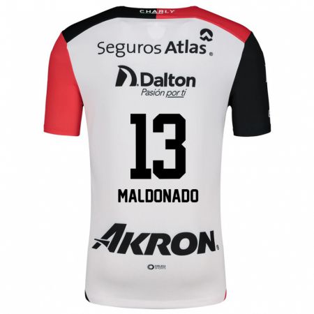 Kandiny Hombre Camiseta Maritza Maldonado #13 Blanco Rojo Negro 2ª Equipación 2024/25 La Camisa