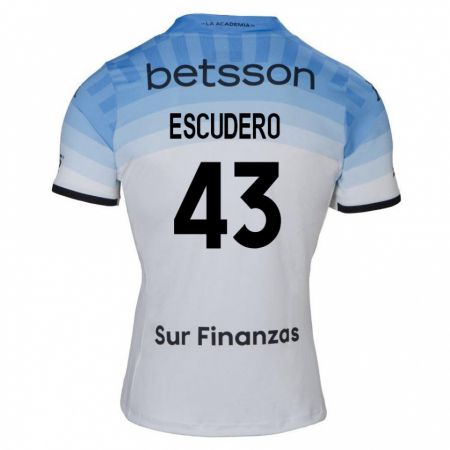 Kandiny Uomo Maglia Gonzalo Escudero #43 Bianco Blu Nero Kit Gara Away 2024/25 Maglietta