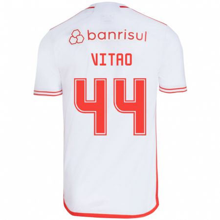 Kandiny Uomo Maglia Vitão #44 Bianco Rosso Kit Gara Away 2024/25 Maglietta