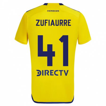 Kandiny Uomo Maglia Iker Zufiaurre #41 Giallo Blu Kit Gara Away 2024/25 Maglietta