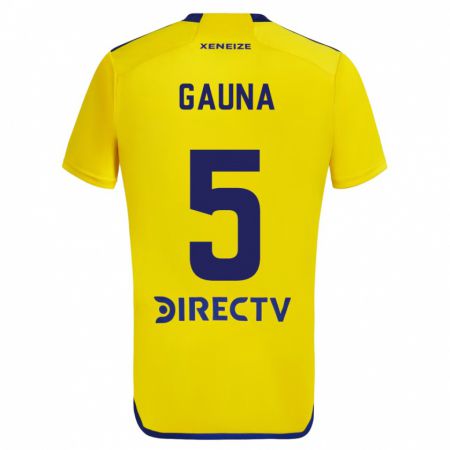 Kandiny Heren Santiago Gauna #5 Geel Blauw Uitshirt Uittenue 2024/25 T-Shirt