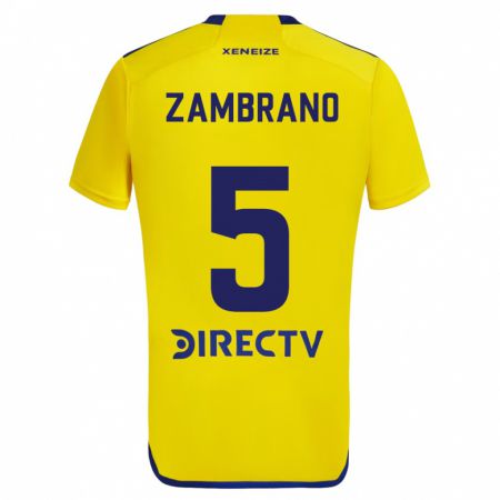 Kandiny Heren Carlos Zambrano #5 Geel Blauw Uitshirt Uittenue 2024/25 T-Shirt