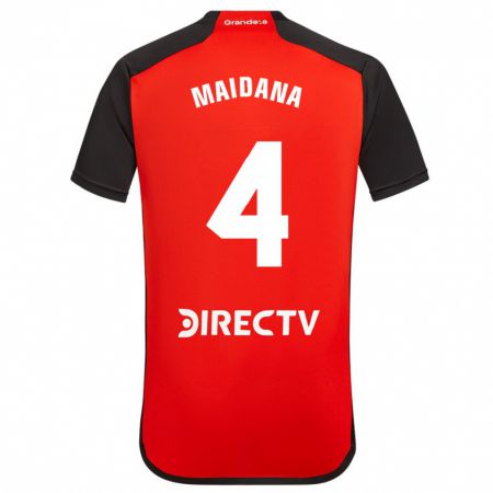 Kandiny Uomo Maglia Jonatan Maidana #4 Rosso Nero Bianco Kit Gara Away 2024/25 Maglietta