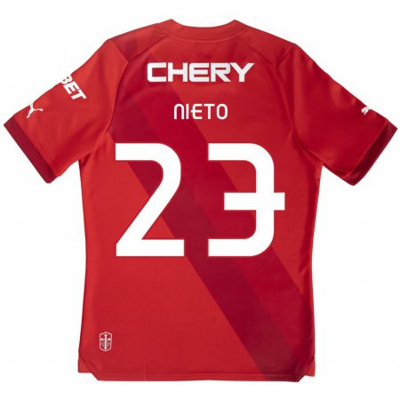 Kandiny Uomo Maglia Byron Nieto #23 Rosso Bianco Kit Gara Away 2024/25 Maglietta