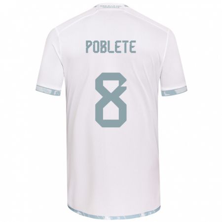 Kandiny Hombre Camiseta Israel Poblete #8 Gris Blanco 2ª Equipación 2024/25 La Camisa