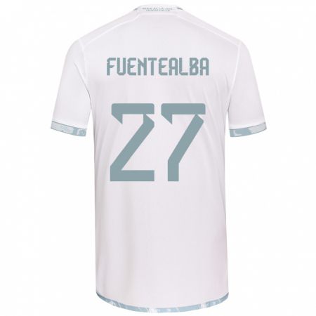 Kandiny Heren Jeison Fuentealba #27 Wit Grijs Uitshirt Uittenue 2024/25 T-Shirt