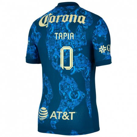 Kandiny Uomo Maglia Leonardo Tapia #0 Blu Giallo Kit Gara Away 2024/25 Maglietta