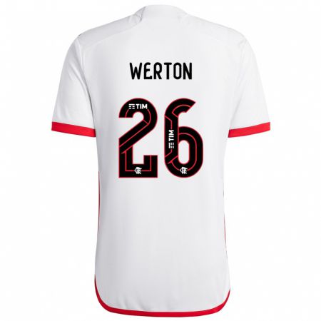 Kandiny Uomo Maglia Werton #26 Bianco Rosso Kit Gara Away 2024/25 Maglietta