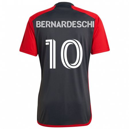 Kandiny Dames Federico Bernardeschi #10 Grijs Rood Thuisshirt Thuistenue 2024/25 T-Shirt België