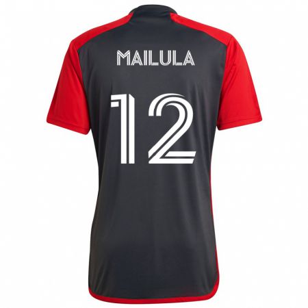 Kandiny Dames Cassius Mailula #12 Grijs Rood Thuisshirt Thuistenue 2024/25 T-Shirt België