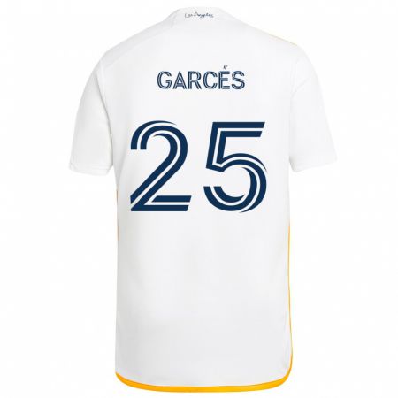 Kandiny Dames Carlos Garcés #25 Wit Geel Thuisshirt Thuistenue 2024/25 T-Shirt