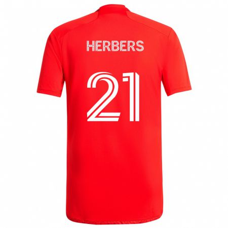 Kandiny Dames Fabian Herbers #21 Rood Wit Thuisshirt Thuistenue 2024/25 T-Shirt België