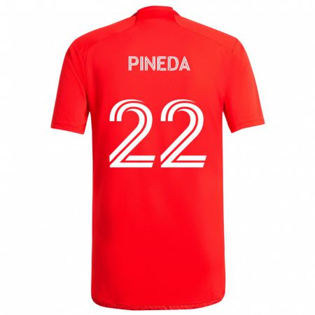 Kandiny Dames Mauricio Pineda #22 Rood Wit Thuisshirt Thuistenue 2024/25 T-Shirt België