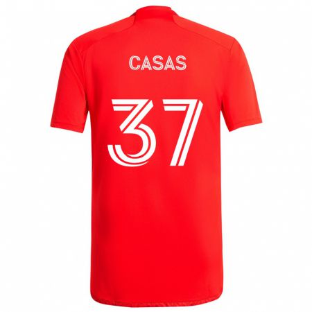 Kandiny Dames Javier Casas #37 Rood Wit Thuisshirt Thuistenue 2024/25 T-Shirt België