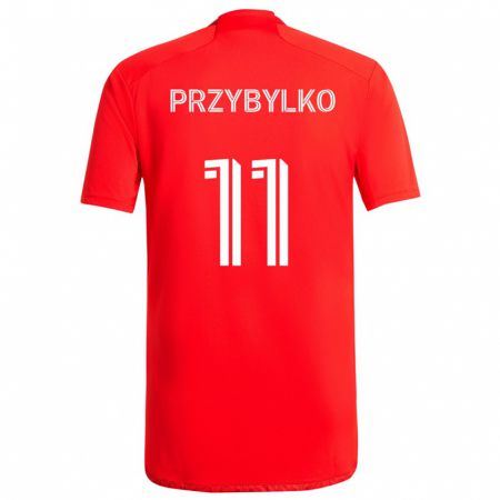 Kandiny Dames Kacper Przybylko #11 Rood Wit Thuisshirt Thuistenue 2024/25 T-Shirt