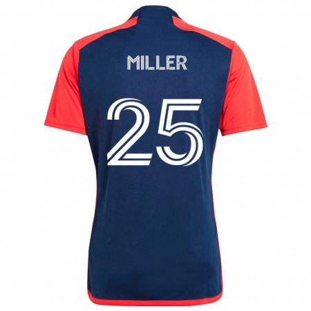 Kandiny Mujer Camiseta Peyton Miller #25 Azul Rojo 1ª Equipación 2024/25 La Camisa