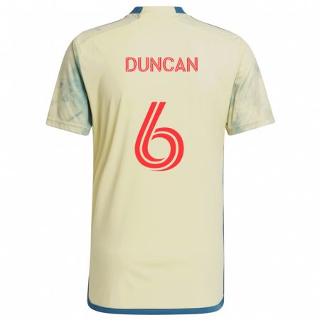 Kandiny Dames Kyle Duncan #6 Geel Rood Blauw Thuisshirt Thuistenue 2024/25 T-Shirt