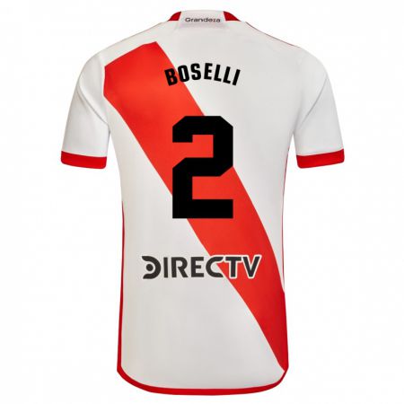 Kandiny Dames Sebastián Boselli #2 Wit Rood Thuisshirt Thuistenue 2024/25 T-Shirt België