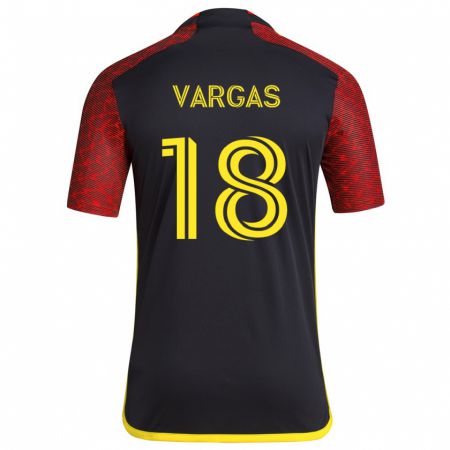 Kandiny Donna Maglia Obed Vargas #18 Rosso Nero Kit Gara Away 2024/25 Maglietta