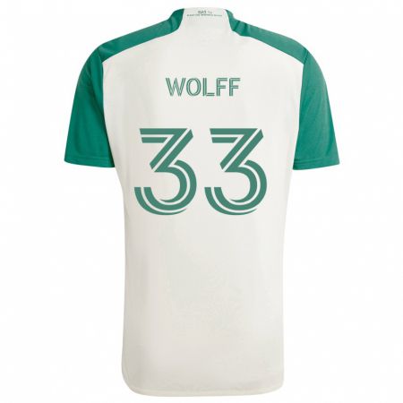 Kandiny Dames Owen Wolff #33 Bruine Kleuren Groen Uitshirt Uittenue 2024/25 T-Shirt