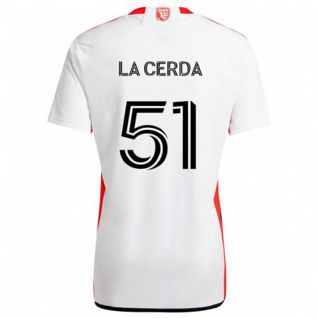 Kandiny Donna Maglia Eric De La Cerda #51 Bianco Rosso Kit Gara Away 2024/25 Maglietta