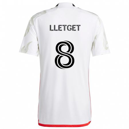 Kandiny Donna Maglia Sebastian Lletget #8 Bianco Rosso Nero Kit Gara Away 2024/25 Maglietta