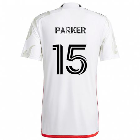 Kandiny Donna Maglia Isaiah Parker #15 Bianco Rosso Nero Kit Gara Away 2024/25 Maglietta