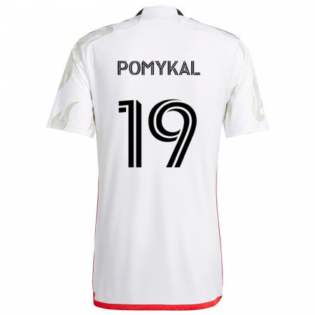 Kandiny Donna Maglia Paxton Pomykal #19 Bianco Rosso Nero Kit Gara Away 2024/25 Maglietta