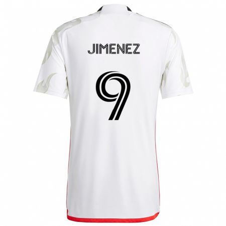 Kandiny Donna Maglia Jesús Jiménez #9 Bianco Rosso Nero Kit Gara Away 2024/25 Maglietta