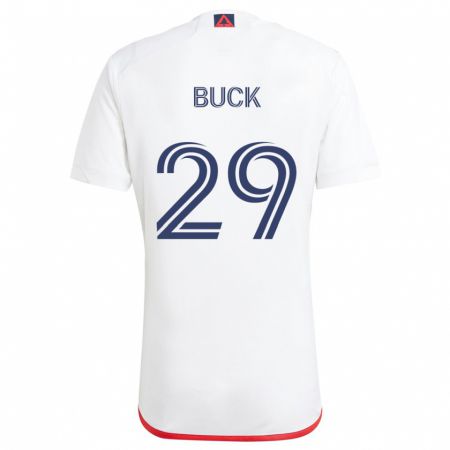 Kandiny Mujer Camiseta Noel Buck #29 Blanco Rojo 2ª Equipación 2024/25 La Camisa