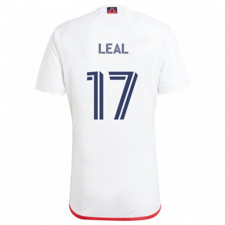 Kandiny Mujer Camiseta Patrick Leal #17 Blanco Rojo 2ª Equipación 2024/25 La Camisa