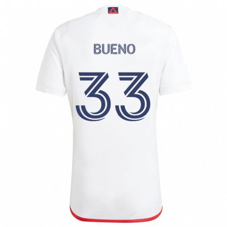 Kandiny Mujer Camiseta Brandonn Bueno #33 Blanco Rojo 2ª Equipación 2024/25 La Camisa