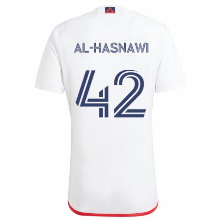 Kandiny Donna Maglia Moshtaba Al-Hasnawi #42 Bianco Rosso Kit Gara Away 2024/25 Maglietta