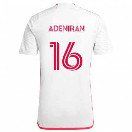 Kandiny Donna Maglia Samuel Adeniran #16 Bianco Rosso Kit Gara Away 2024/25 Maglietta