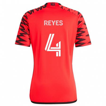 Kandiny Donna Maglia Andrés Reyes #4 Rosso Nero Bianco Kit Gara Away 2024/25 Maglietta