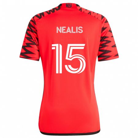 Kandiny Donna Maglia Sean Nealis #15 Rosso Nero Bianco Kit Gara Away 2024/25 Maglietta