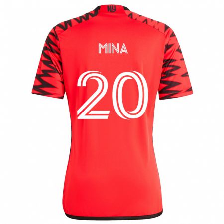 Kandiny Donna Maglia Juan Mina #20 Rosso Nero Bianco Kit Gara Away 2024/25 Maglietta