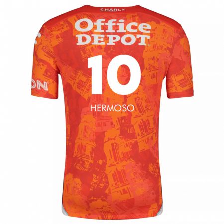 Kandiny Dames Jennifer Hermoso #10 Oranje Wit Uitshirt Uittenue 2024/25 T-Shirt