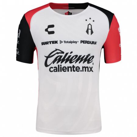 Kandiny Mujer Camiseta Brandon Ortiz #233 Blanco Rojo Negro 2ª Equipación 2024/25 La Camisa