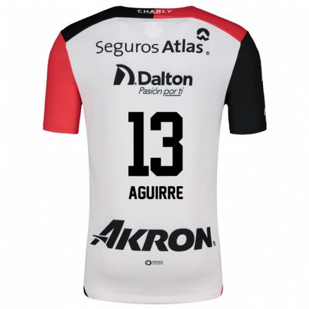 Kandiny Mujer Camiseta Gaddi Aguirre #13 Blanco Rojo Negro 2ª Equipación 2024/25 La Camisa