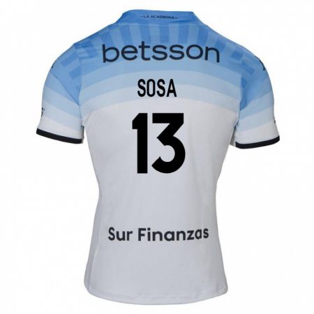 Kandiny Donna Maglia Santiago Sosa #13 Bianco Blu Nero Kit Gara Away 2024/25 Maglietta