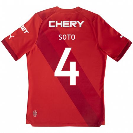 Kandiny Dames Guillermo Soto #4 Rood Wit Uitshirt Uittenue 2024/25 T-Shirt België