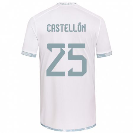 Kandiny Donna Maglia Gabriel Castellón #25 Bianco Grigio Kit Gara Away 2024/25 Maglietta