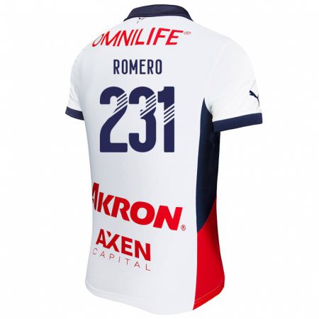 Kandiny Mujer Camiseta Ángel Romero #231 Blanco Rojo Azul 2ª Equipación 2024/25 La Camisa