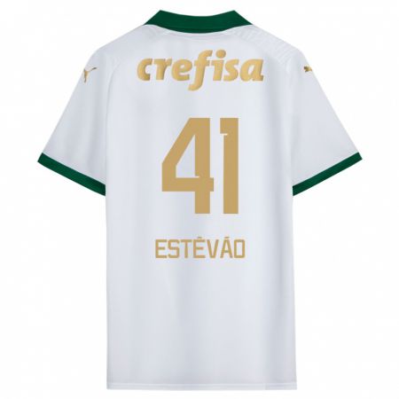 Kandiny Donna Maglia Estêvão #41 Bianco Verde Kit Gara Away 2024/25 Maglietta